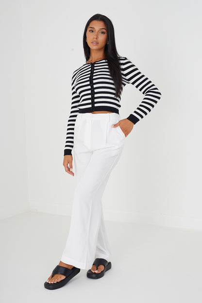 Brave Soul Ivory Ribbed Knitted Cardigan - Ivory Image 3