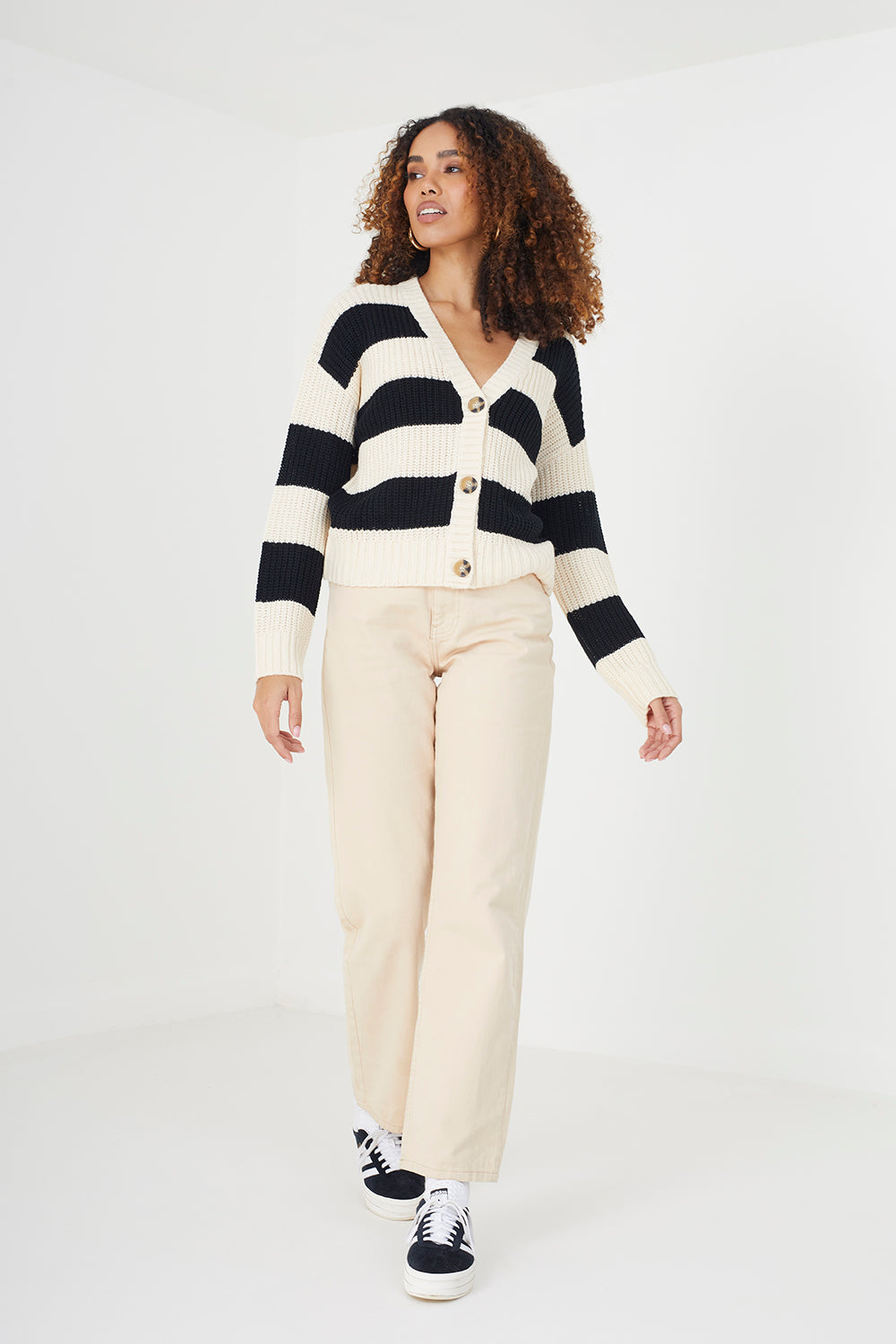 Brave Soul Black Chunky Rib Knit Cardigan - Black Image 1