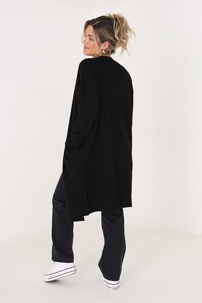 Brave Soul Black Longline Cardigan - Black Image 2
