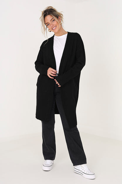 Brave Soul Black Longline Cardigan - Black Image 3