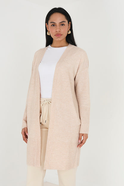 Brave Soul Camel Longline Cardigan - Camel Image 1
