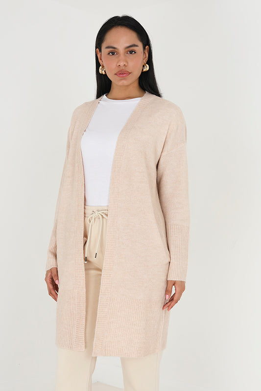 Brave Soul Camel Longline Cardigan - Camel Image 1