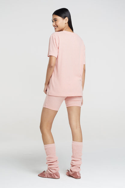 Brave Soul Pink Oversized T-shirt & Cycling Shirts Lounge Set - Pink Image 2