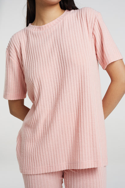 Brave Soul Pink Oversized T-shirt & Cycling Shirts Lounge Set - Pink Image 4