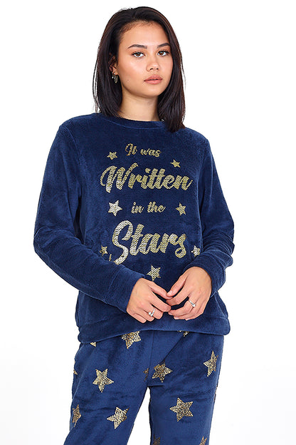 Brave Soul Navy Sherpa Fleece Pyjama Set - Navy Image 2