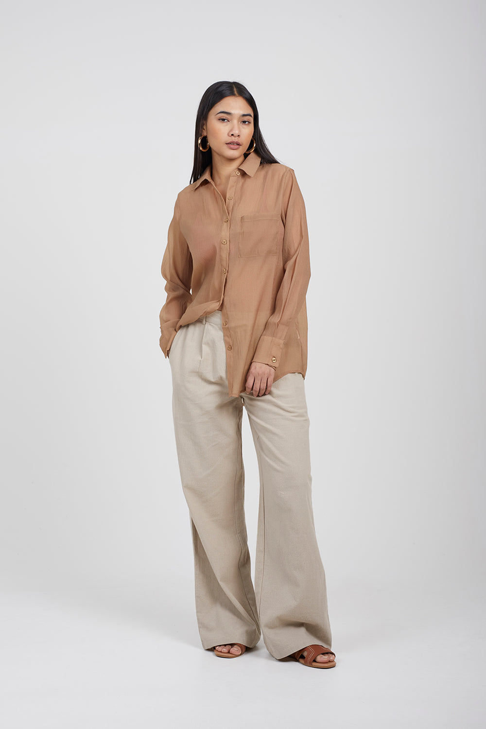 Brave Soul Beige Relaxed Fit Long Sleeve Shirt - Beige Image 3