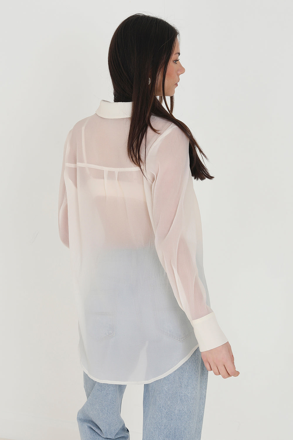 Brave Soul Cream Relaxed Fit Long Sleeve Shirt - Cream Image 2