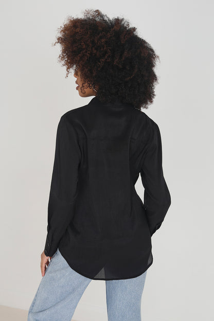 Brave Soul Black Relaxed Fit Long Sleeve Shirt - Black Image 2