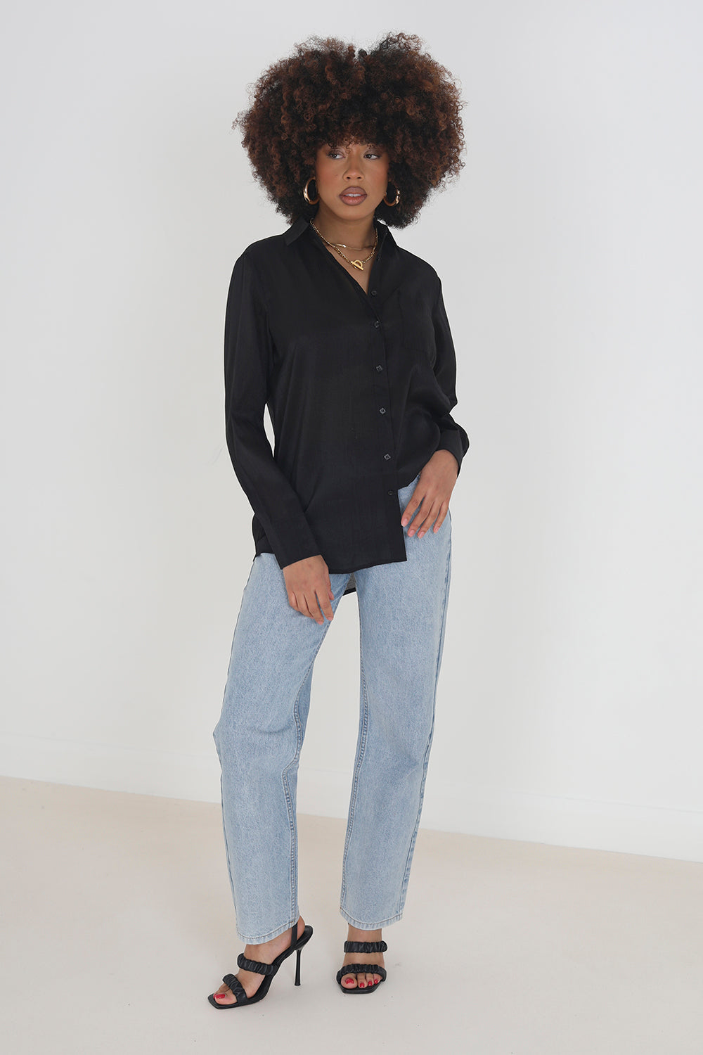 Brave Soul Black Relaxed Fit Long Sleeve Shirt - Black Image 3