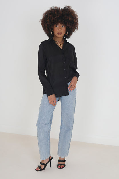 Brave Soul Black Relaxed Fit Long Sleeve Shirt - Black Image 3