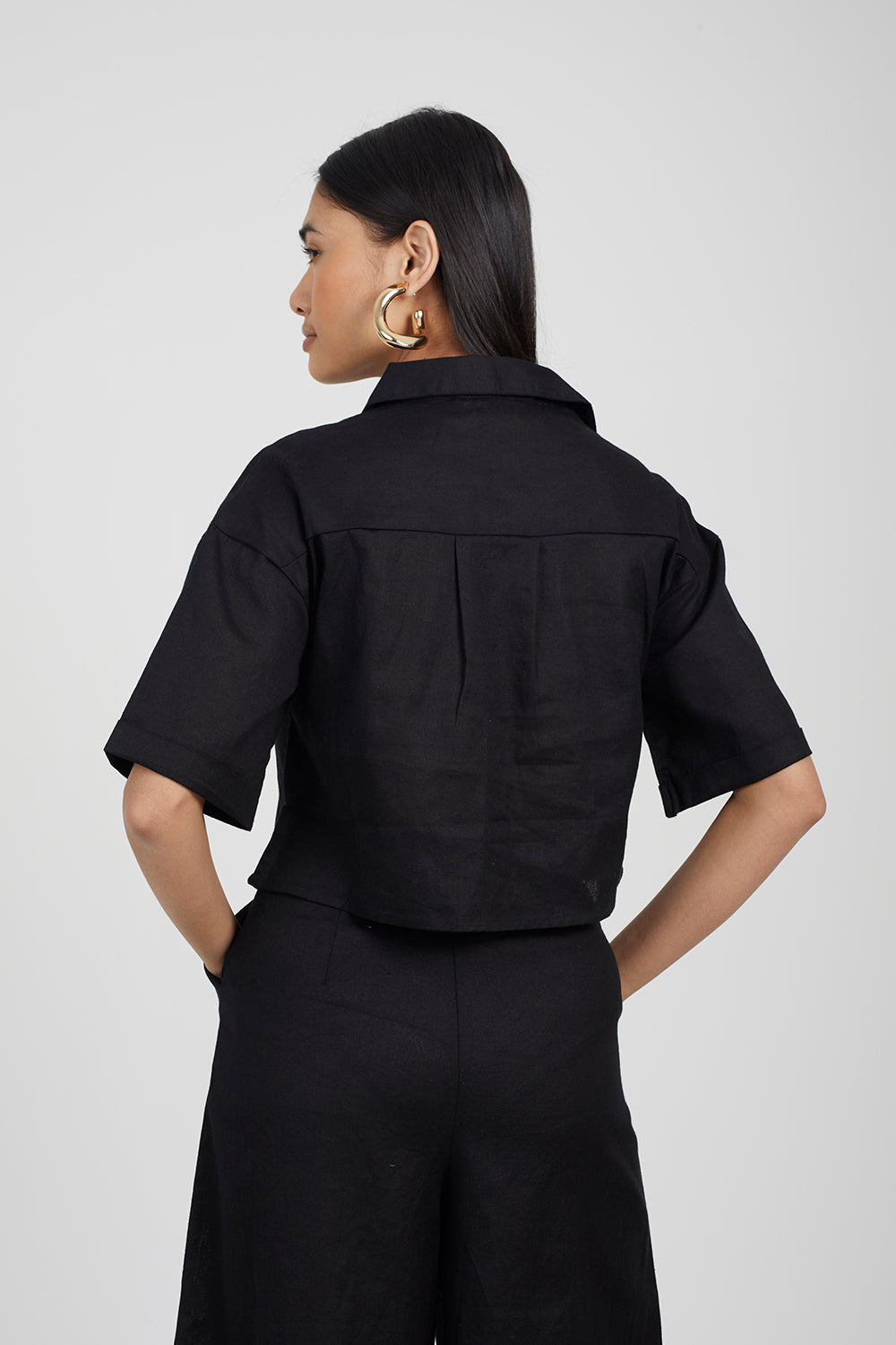 Brave Soul Black Short Sleeve Cropped Shirt - Black Image 2