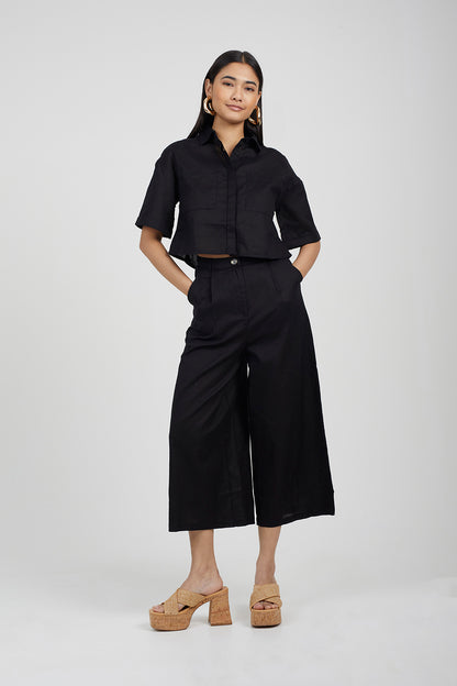 Brave Soul Black Short Sleeve Cropped Shirt - Black Image 3