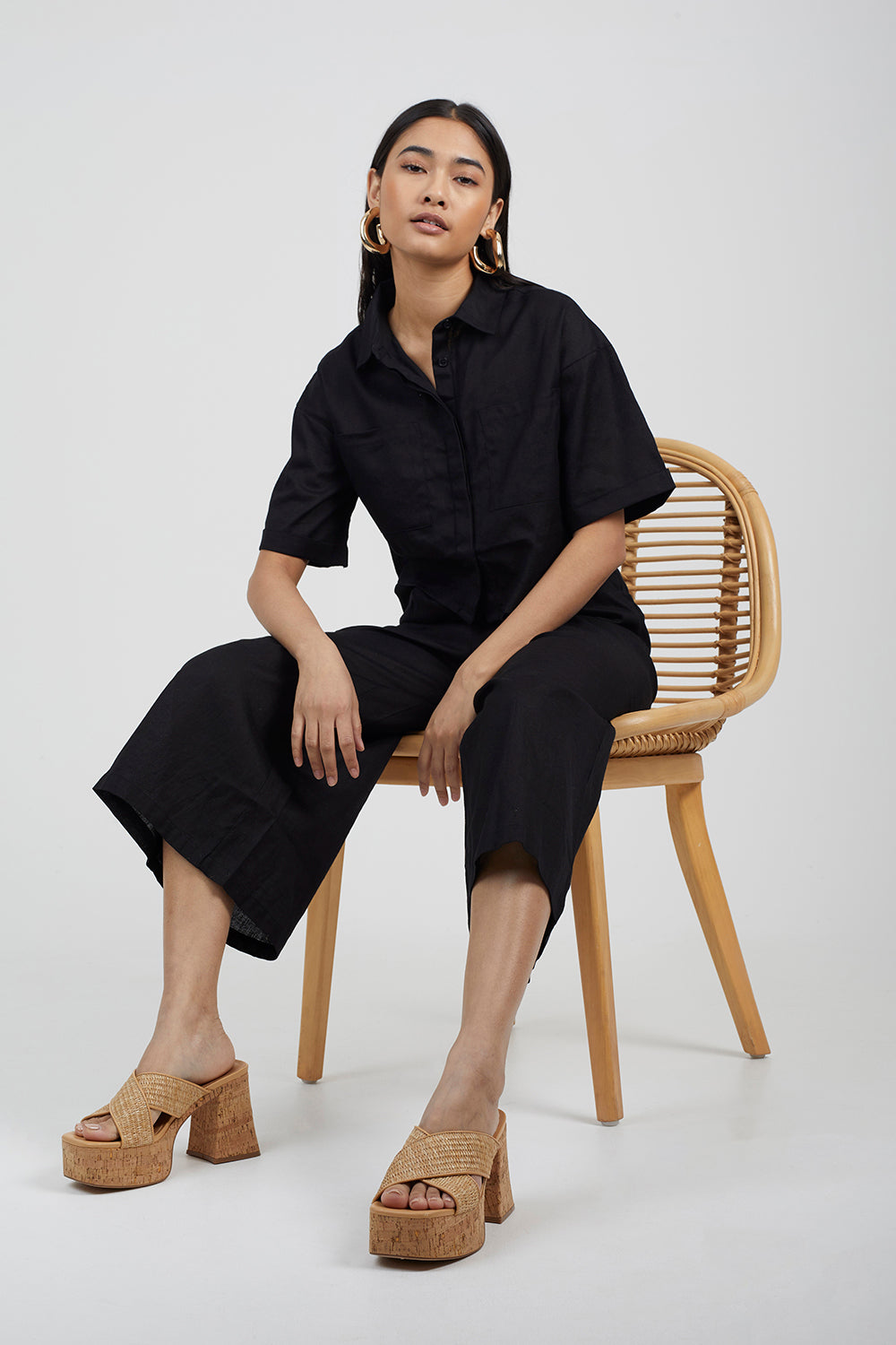 Brave Soul Black Short Sleeve Cropped Shirt - Black Image 4