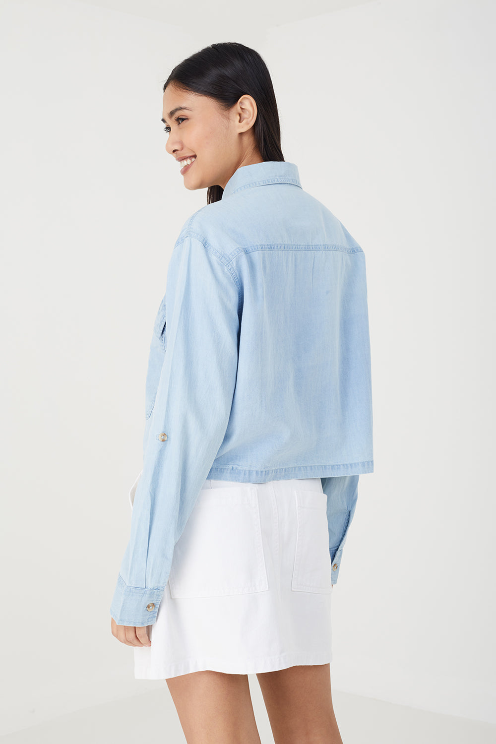 Brave Soul Blue Long Sleeve Denim Shirt - Blue Image 2
