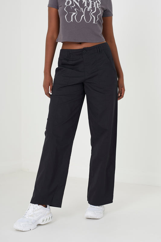 Brave Soul Black Straight Fit Utility Cargo Trousers - Black Image 1