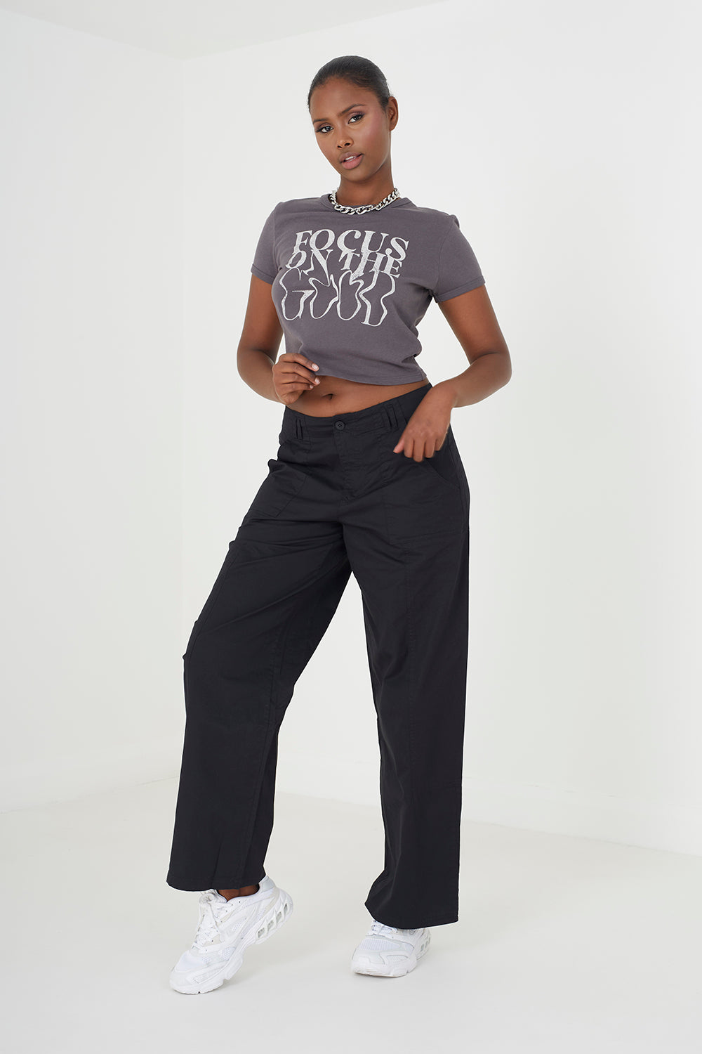 Brave Soul Black Straight Fit Utility Cargo Trousers - Black Image 3