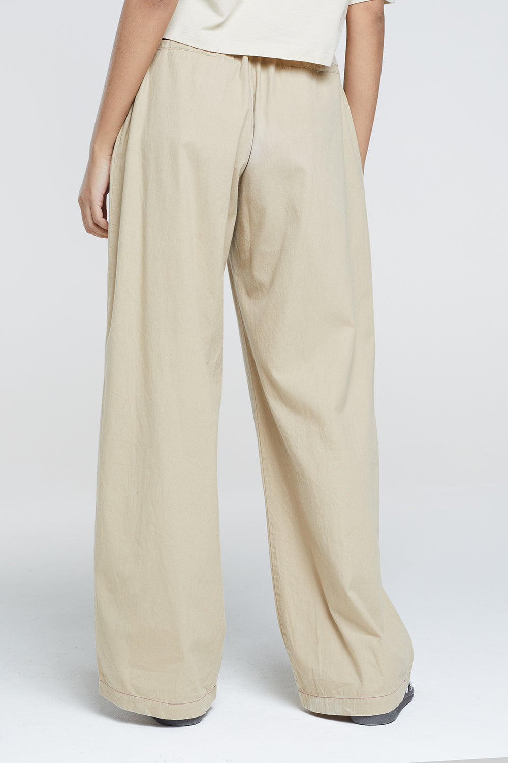 Brave Soul Stone Cotton Adjustable Elasticated Waist Trousers - Stone Image 2