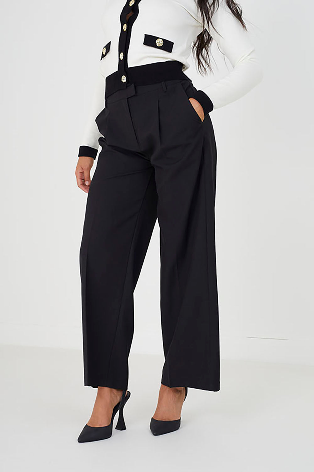 Brave Soul Black Tailored Wide Leg Trousers - Black Image 1