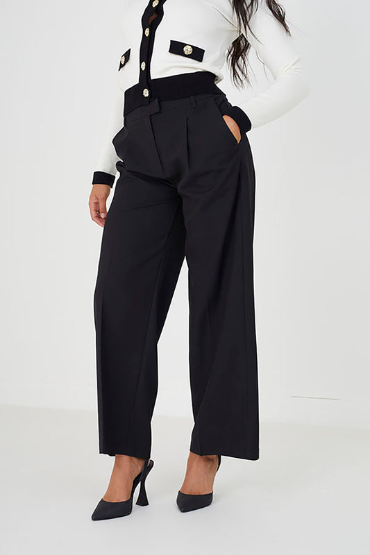 Brave Soul Black Tailored Wide Leg Trousers - Black Image 1