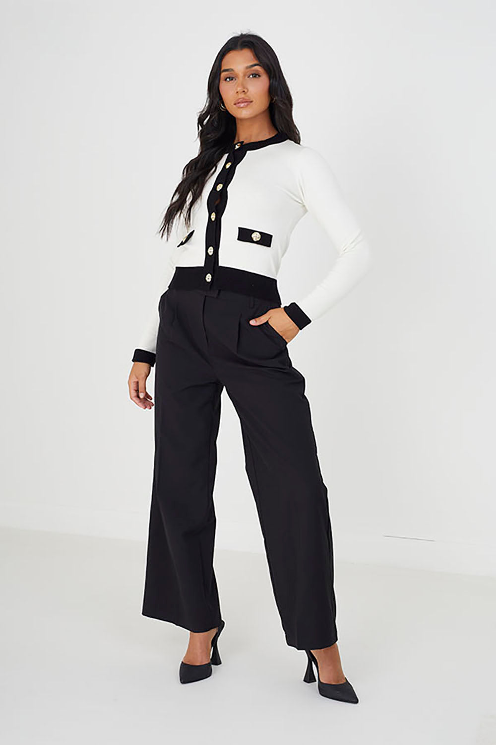 Brave Soul Black Tailored Wide Leg Trousers - Black Image 3