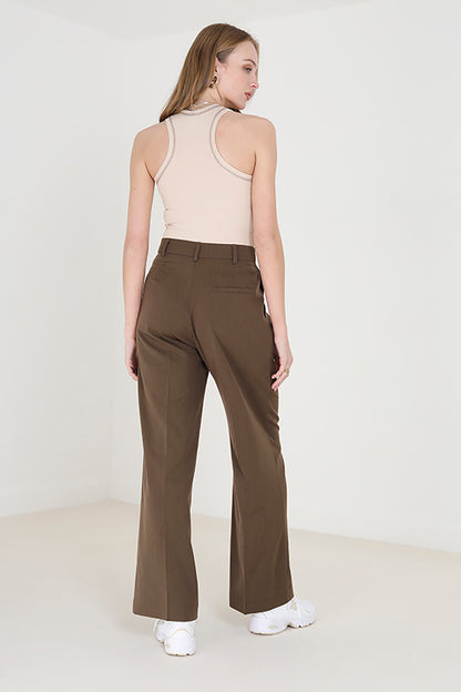 Brave Soul Brown Tailored Wide Leg Trousers - Brown Image 2