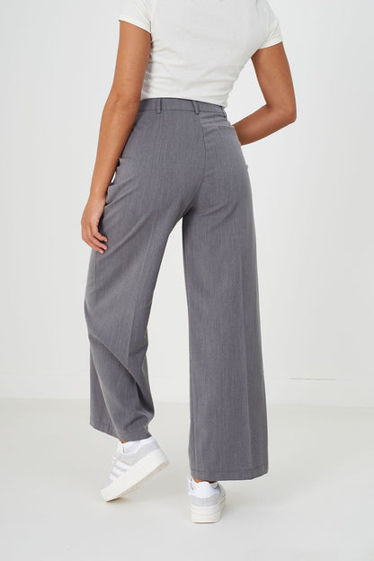 Brave Soul Grey Tailored Wide Leg Trousers - Grey Image 2
