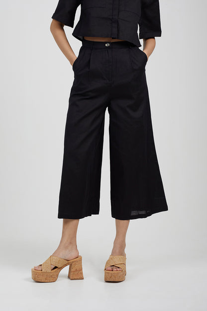 Brave Soul Black Wide Leg Cropped Culotte - Black Image 1