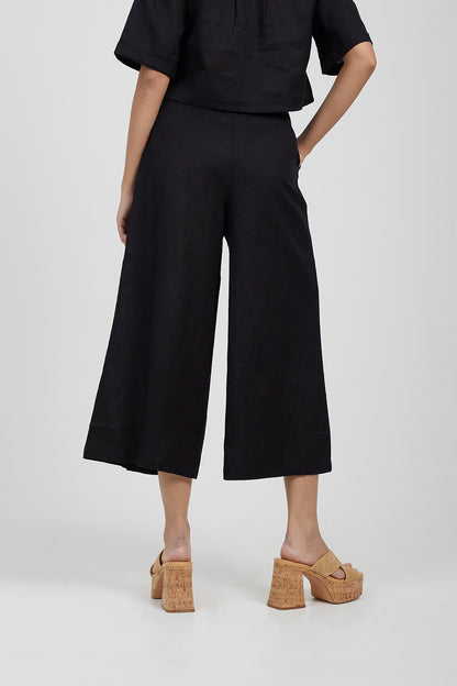 Brave Soul Black Wide Leg Cropped Culotte - Black Image 2