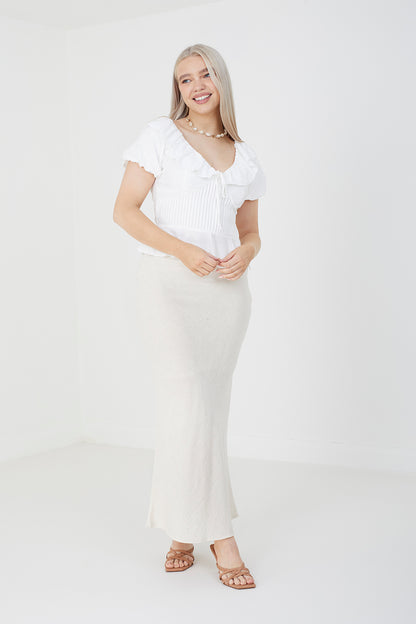 Brave Soul Off White Frill Collar Puff Sleeve Blouse - Off White Image 3