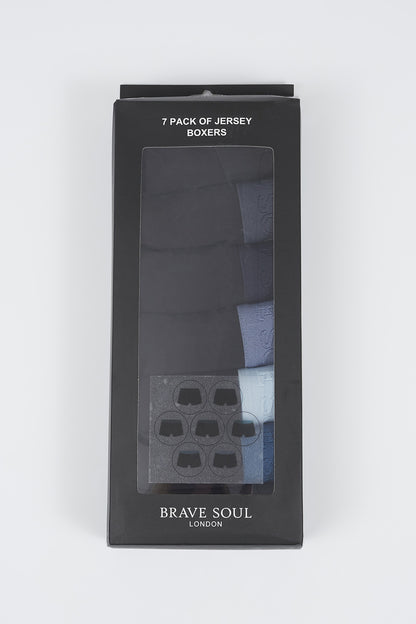 Brave Soul Black Pack of 7 Boxers with Embroidery Detail - Black Image 5