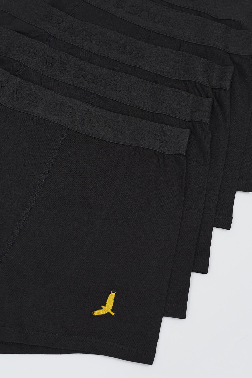 Brave Soul Black Pack of 5 Boxers with Embroidery Detail - Black Image 4