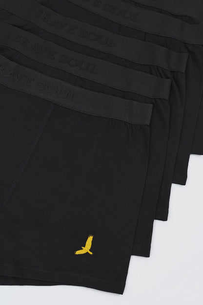 Brave Soul Black Pack of 5 Boxers with Embroidery Detail - Black Image 4