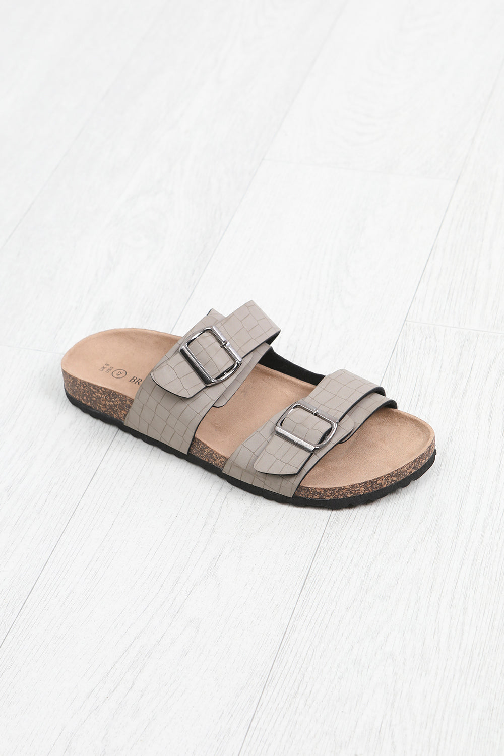 Brave Soul Stone Snake Effect Buckle Strap Cork Sandals - Stone Image 2