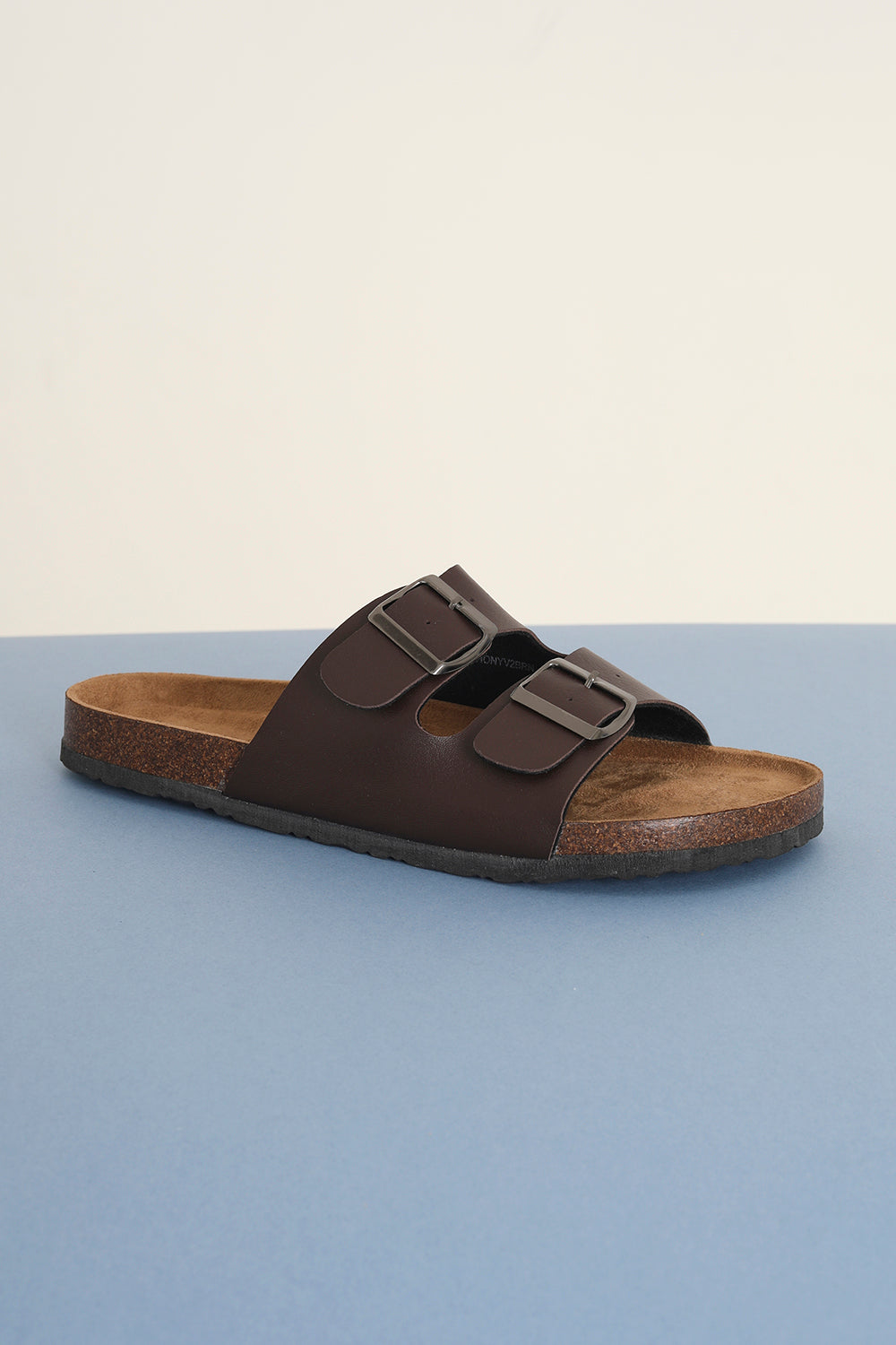 Brave Soul Brown Faux Leather Buckle Strap Cork Sandals - Brown Image 1