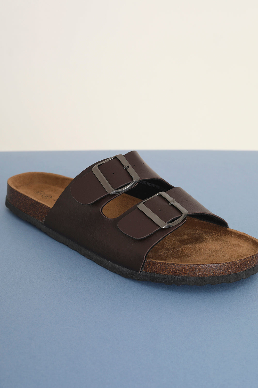 Brave Soul Brown Faux Leather Buckle Strap Cork Sandals - Brown Image 2