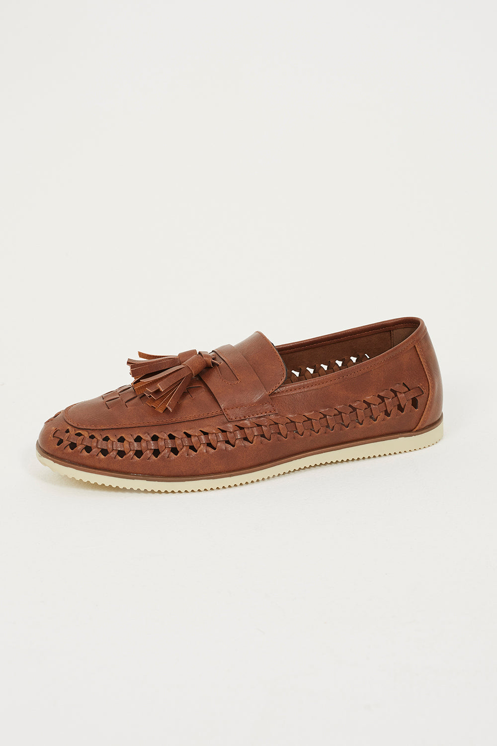 Brave Soul Tan Faux Leather Woven Loafers - Tan Image 1