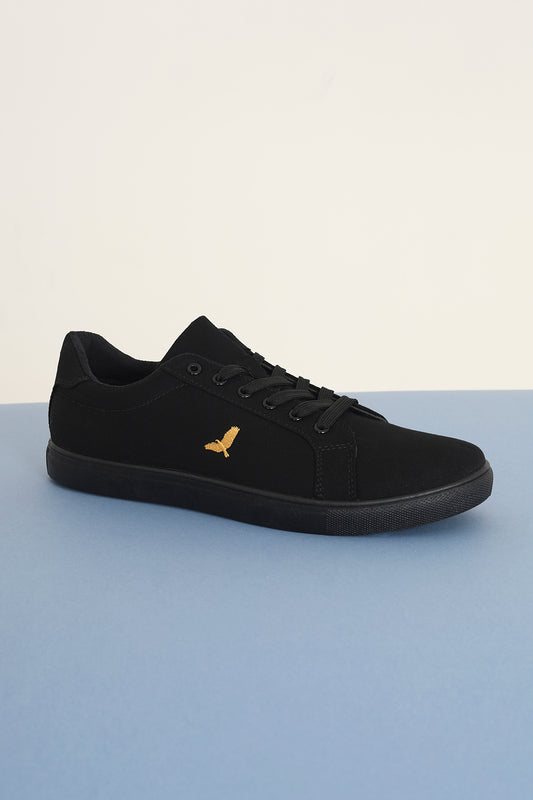 Brave Soul Black Canvas Lace Up Trainers - Black Image 1