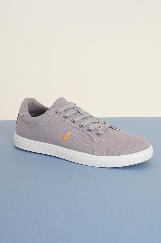 Brave Soul Grey Canvas Lace Up Trainers - Grey Image 1