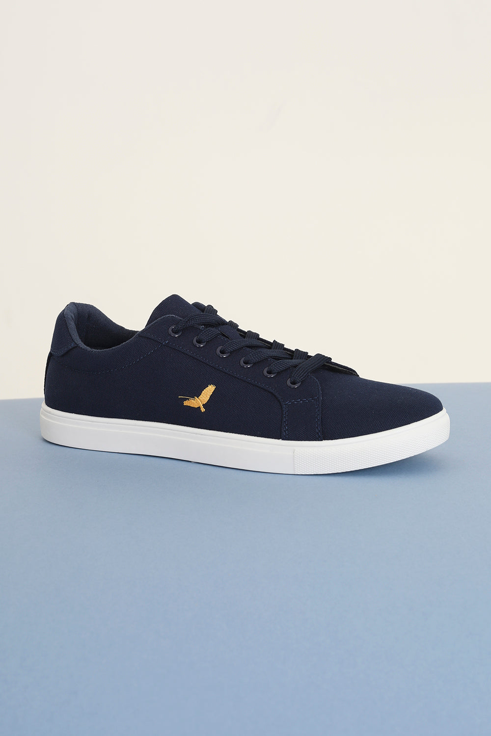 Brave Soul Navy Canvas Lace Up Trainers - Navy Image 1