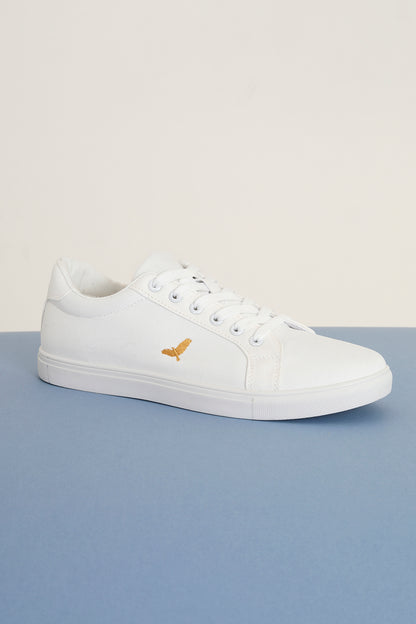 Brave Soul White Canvas Lace Up Trainers - White Image 1