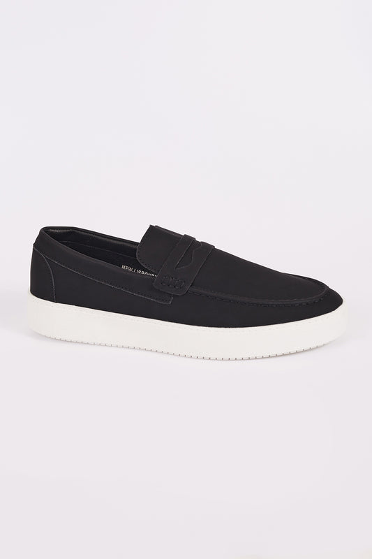 Brave Soul Black Faux Suede Loafers - Black Image 1
