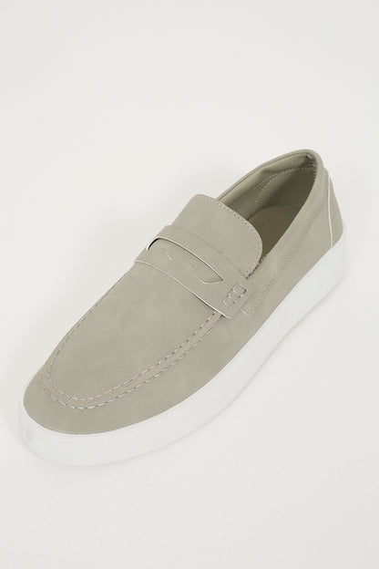 Brave Soul Grey Faux Suede Loafers - Grey Image 3