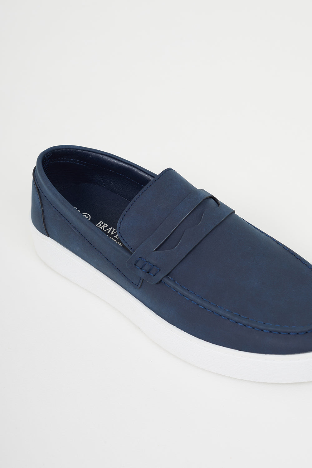 Brave Soul Navy Faux Suede Loafers - Navy Image 2