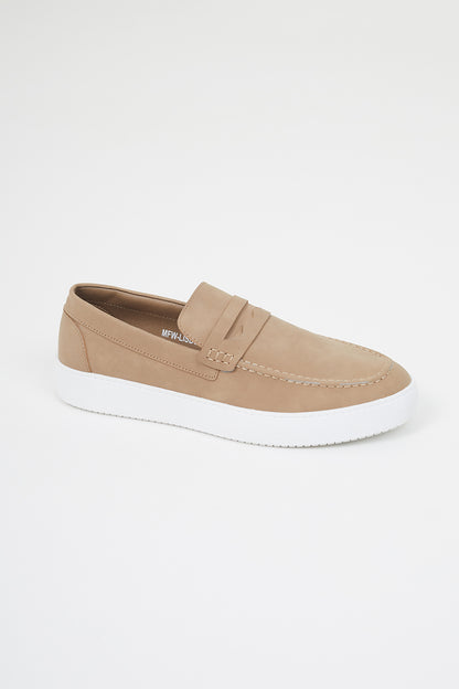 Brave Soul Taupe Faux Suede Loafers - Taupe Image 1