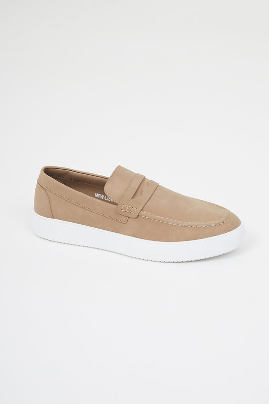 Brave Soul Taupe Faux Suede Loafers - Taupe Image 1