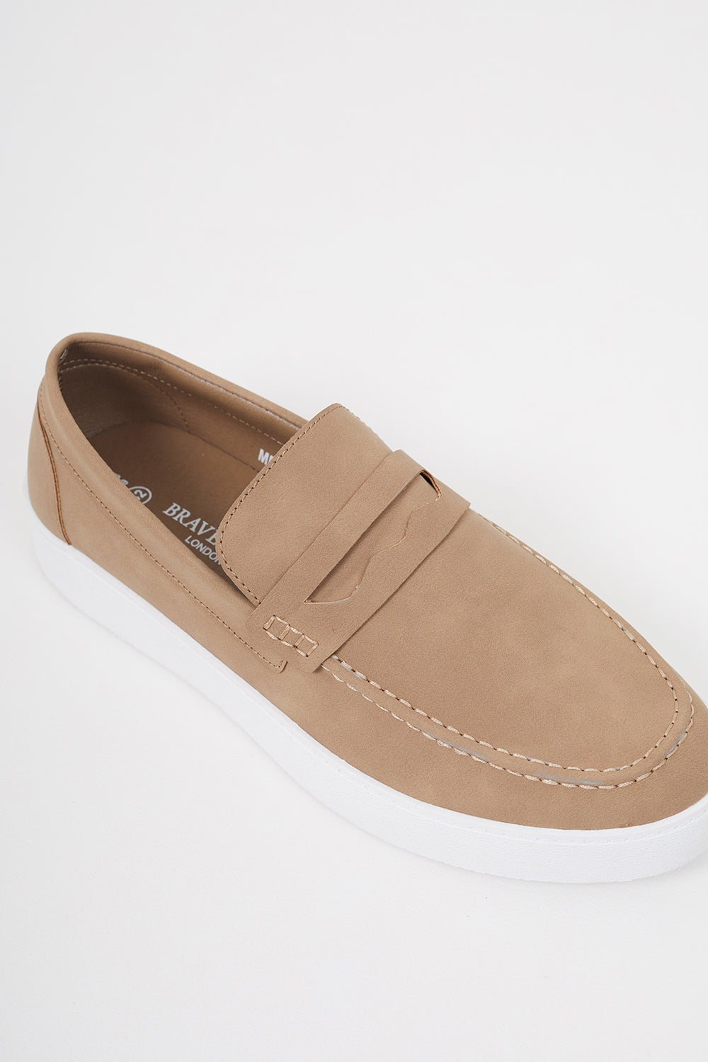 Brave Soul Taupe Faux Suede Loafers - Taupe Image 2