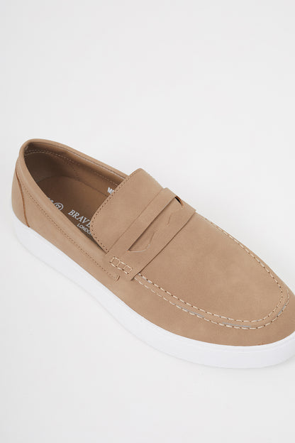 Brave Soul Taupe Faux Suede Loafers - Taupe Image 2