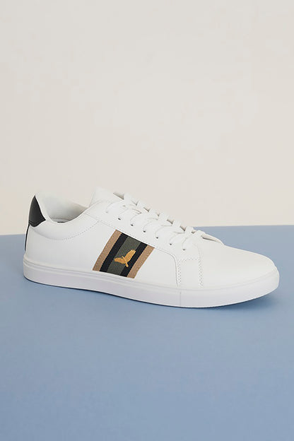 Brave Soul White PU Lace Up Trainers - White Image 1