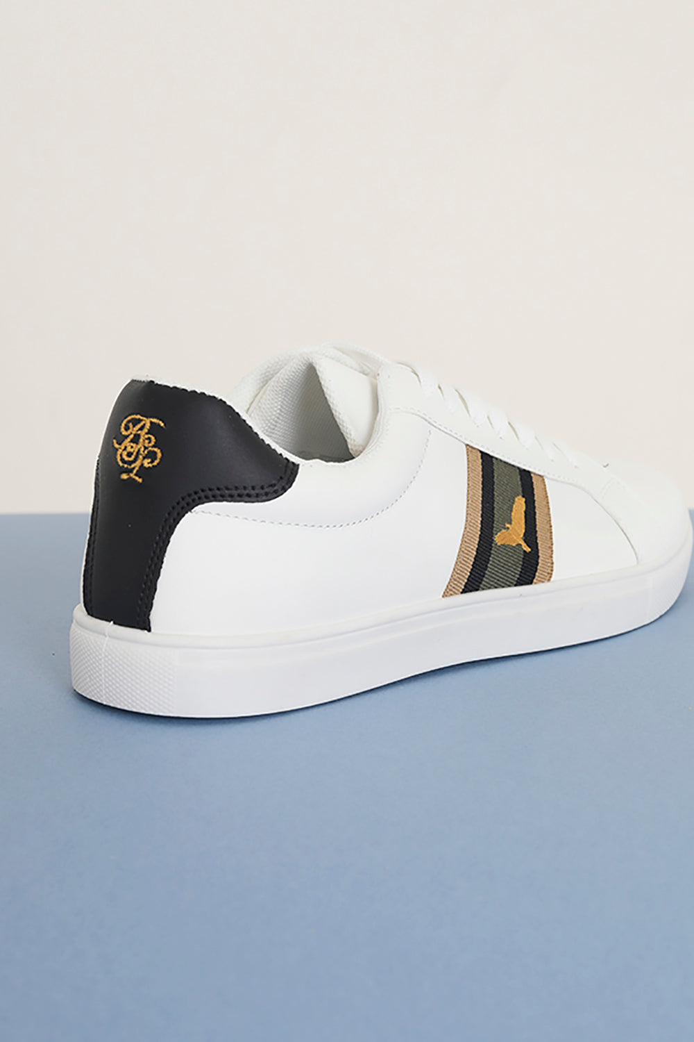 Brave Soul White PU Lace Up Trainers - White Image 2