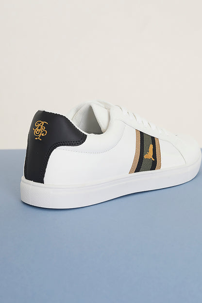 Brave Soul White PU Lace Up Trainers - White Image 2